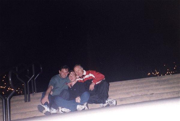 america - max, andy and dave on the steps of the park
